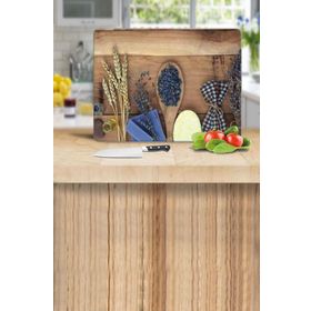 Saban 30x40 cm Tohum ve Tahta Kaşık Dekoratif Cam Kesme Tahtası