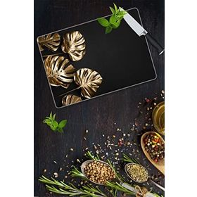 Saban 4 Altın Yaprak 30x40 cm Cam Kesme Tahtası