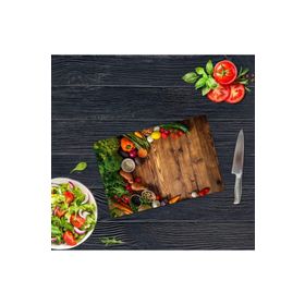 Saban Ahşap ve Sebzeler 30x40 cm Cam Kesme Tahtası