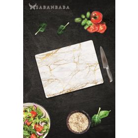 Saban Alacalı Altın Mermer 30x40 cm Cam Kesme Tahtası