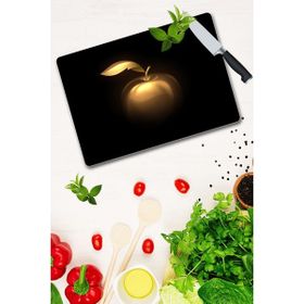 Saban Altın Elma Desenli 30x40 cm Cam Kesme Tahtası