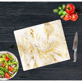 Saban Beyaz Altın Mermer 29x34 cm Dekoratif Cam Kesme Tahtası