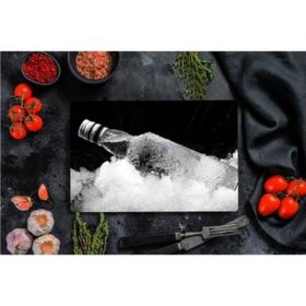 Saban Buzlu Şişe Görünümlü 20x30 cm Cam Kesme Tahtası