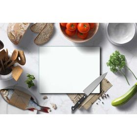 Saban Düz Beyaz 20x30 cm Cam Kesme Tahtası