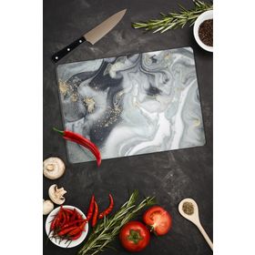 Saban Gri Altın Mermer 30x40 cm Cam Kesme Tahtası