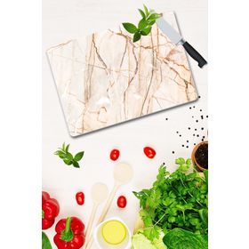 Saban Kırmızı Taş Desenli 30x40 cm Cam Kesme Tahtası