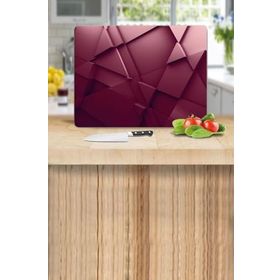 Saban Kırmızı Üçgen Desenli 30x40 cm Cam Kesme Tahtası
