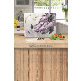 Saban Kuş Tüyü Desen 30x40 cm Cam Kesme Tahtası