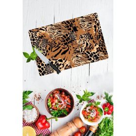 Saban Leopar Desenli 30x40 cm Cam Kesme Tahtası