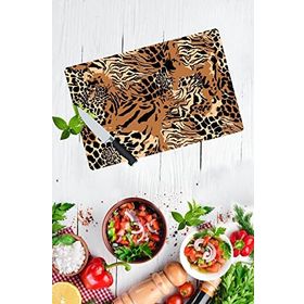 Saban Leopar Desenli 30x40 cm Cam Kesme Tahtası