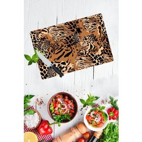 Saban Leopar Desenli 30x40 cm Cam Kesme Tahtası