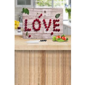 Saban Love Kiraz Desenli 30x40 cm Cam Kesme Tahtası