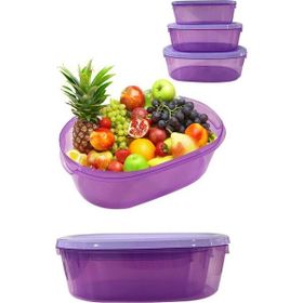 Saban Oval Mor 3'lü Erzak Saklama Kabı
