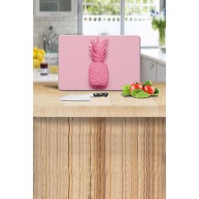 Saban Pembe Ananas Desenli 20x30 cm Cam Kesme Tahtası