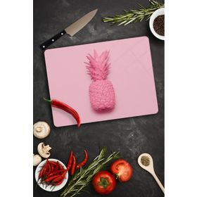 Saban Pembe Ananas Desenli 20x30 cm Cam Kesme Tahtası