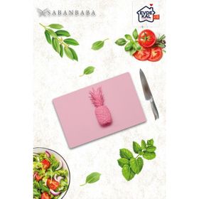 Saban Pembe Ananas Desenli 30x40 cm Cam Kesme Tahtası
