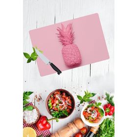 Saban Pembe Ananas Desenli 30x40 cm Cam Kesme Tahtası