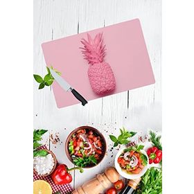 Saban Pembe Ananas Desenli 30x40 cm Cam Kesme Tahtası