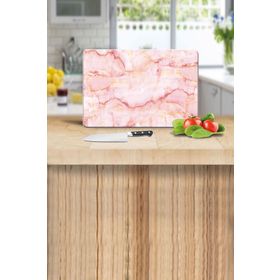 Saban Pembe Mermer Görünümlü 20x30 cm Cam Kesme Tahtası