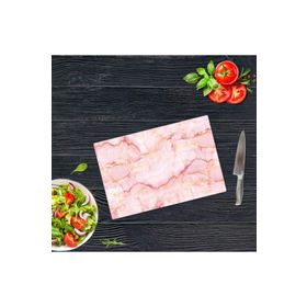 Saban Pembe Mermer Görünümlü 20x30 cm Cam Kesme Tahtası