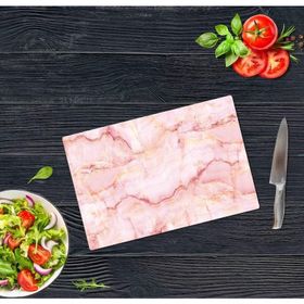 Saban Pembe Mermer Görünümlü 20x30 cm Cam Kesme Tahtası