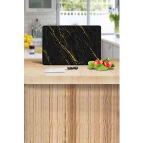 Saban Siyah Altın Mermer Desenli 20x30 cm Cam Kesme Tahtası