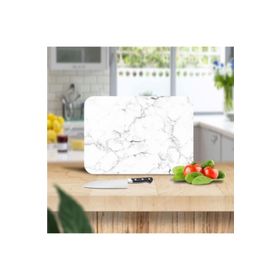 Saban Siyah Beyaz Mermer Desenli 30x40 cm Cam Kesme Tahtası