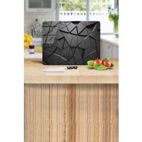 Saban Siyah Üçgenler 29x34 cm Cam Kesme Tahtası