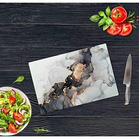 Saban Siyah Yaldızlı Mermer 20x30 cm Cam Kesme Tahtası