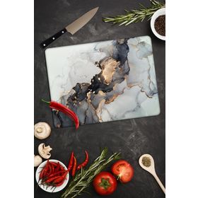 Saban Siyah Yaldızlı Mermer 30x40 cm Cam Kesme Tahtası