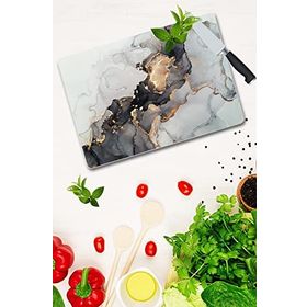 Saban Siyah Yaldızlı Mermer 30x40 cm Cam Kesme Tahtası