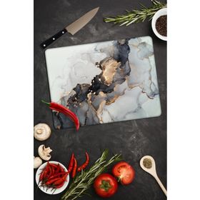 Saban Siyah Yaldızlı Mermer 30x40 cm Cam Kesme Tahtası