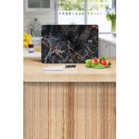Saban Yaldızlı Mermer Görünümlü 20x30 cm Cam Kesme Tahtası