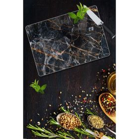Saban Yaldızlı Mermer Görünümlü 30x40 cm Cam Kesme Tahtası