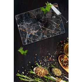 Saban Yaldızlı Mermer Görünümlü 30x40 cm Cam Kesme Tahtası