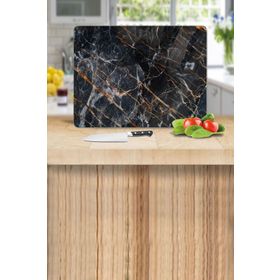 Saban Yaldızlı Mermer Görünümlü 30x40 cm Cam Kesme Tahtası