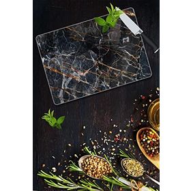 Saban Yaldızlı Mermer Görünümlü 30x40 cm Cam Kesme Tahtası
