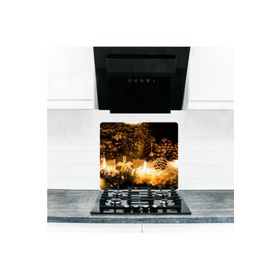 Saban Yeni Yıl 50x56 cm Cam Ocak Arkası Koruyucu ve Kesme Tahtası