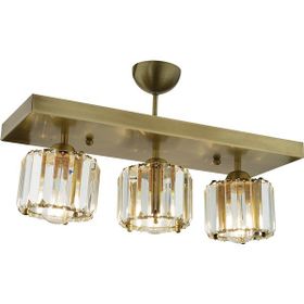 Sabrina 3'lü Sıralı Eskitme Plafonyer Kristalli Altın Taşlı Modern Tasarım Kristal Salon Avize