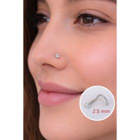 Sacce Scarves & Accessories 316L Çelik 2.5 mm Tektaş Hızma Arkası Kıvrımlı Düşmeyen Burun Piercingi