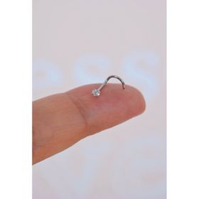 Sacce Scarves & Accessories 316L Çelik 2.5 mm Tektaş Hızma Arkası Kıvrımlı Düşmeyen Burun Piercingi