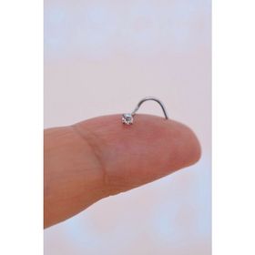 Sacce Scarves & Accessories 316L Çelik 2 mm Tektaş Hızma Arkası Kıvrımlı Düşmeyen Burun Piercingi
