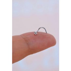 Sacce Scarves & Accessories 316L Çelik 2 mm Tektaş Hızma Arkası Kıvrımlı Düşmeyen Burun Piercingi