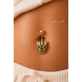 Sacce Scarves & Accessories Gold Çelik Kaplan Figürlü Göbek Piercing