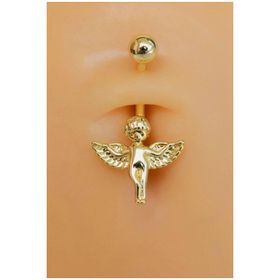 Sacce Scarves & Accessories Gold Çelik Melek Figürlü Göbek Piercing