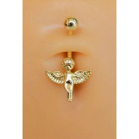 Sacce Scarves & Accessories Gold Çelik Melek Figürlü Göbek Piercing