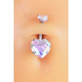 Sacce Scarves & Accessories Gümüş Çelik Hologram Kalp Model Tektaş Göbek Piercing