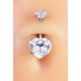 Sacce Scarves & Accessories Gümüş Çelik Hologram Kalp Model Tektaş Göbek Piercing