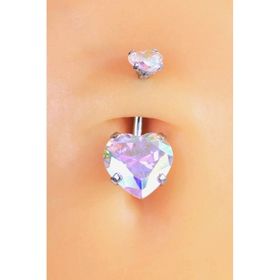 Sacce Scarves & Accessories Gümüş Çelik Hologram Kalp Model Tektaş Göbek Piercing