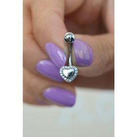 Sacce Scarves & Accessories Gümüş Çelik Kalp Figürlü Minimal Göbek Piercing